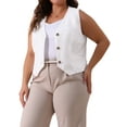 thumbnail image 2 of DARING DIVA Women's Plus Size Lined Button Down Vest 3X White, 2 of 6