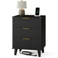 thumbnail image 1 of GIKPAL Night Stands for Bedroom, Modern Bedside Table with 3 Drawers & Charging Station,Fluted Panel End Tables for Bedroom & Living Room, Black, 1 of 8