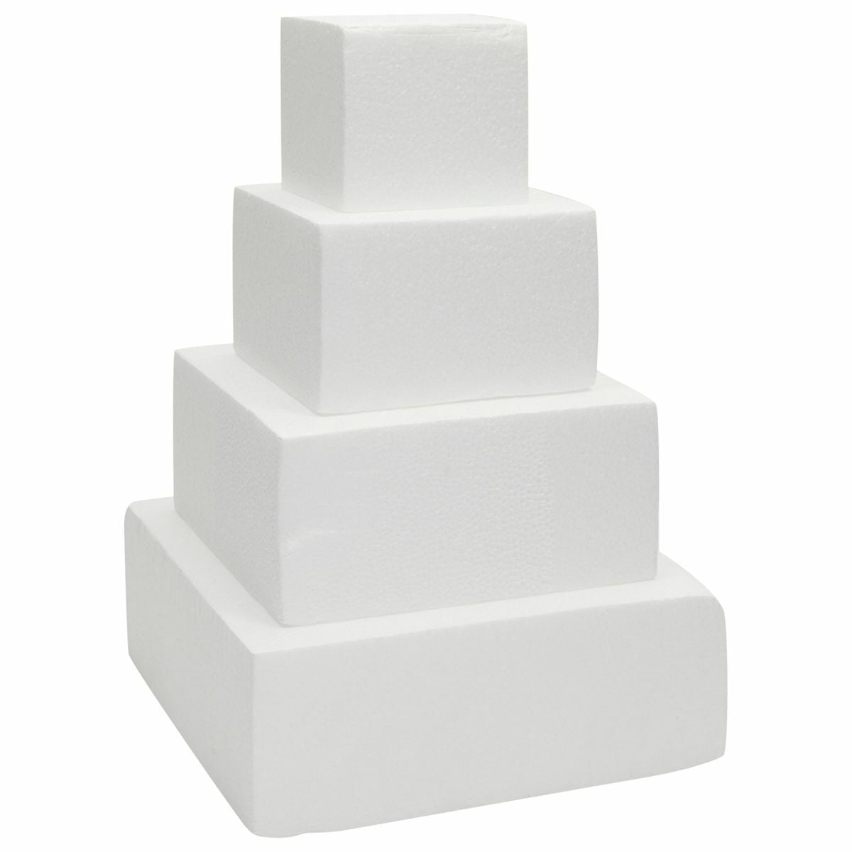 Square Foam Cake Dummy for Decorating and Wedding Display, 4 Tiers Dummies