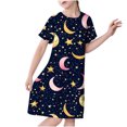 thumbnail image 1 of RXIRUCGD 2025 Vêtements d'Été pour Enfants 3-12 Ans Mode Imprimée Pyjama Rêveur Mi-Mollet Chemise de Nuit, 1 of 5