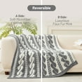 thumbnail image 6 of Amelie Home Reversible Soft Knit Throw – Plush Feather Yarn Blanket for Couch, Cable Gray 50"x60", 6 of 6
