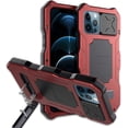 thumbnail image 1 of Compatible avec iPhone 13 Pro max Étui en Métal Étanche, Protecteur d'Écran Intégré Couverture Militaire Robuste Support Complet Protection de l'Objectif de la Caméra pour iPhone 13 Pro max, Rouge, 1 of 5