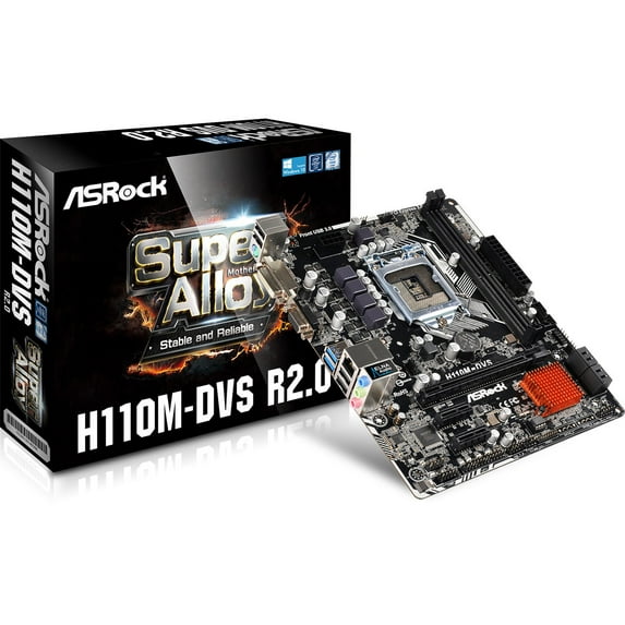 Asrock H110M-DVS R2.0 Intel H110 Micro ATX DDR4-SDRAM Motherboard