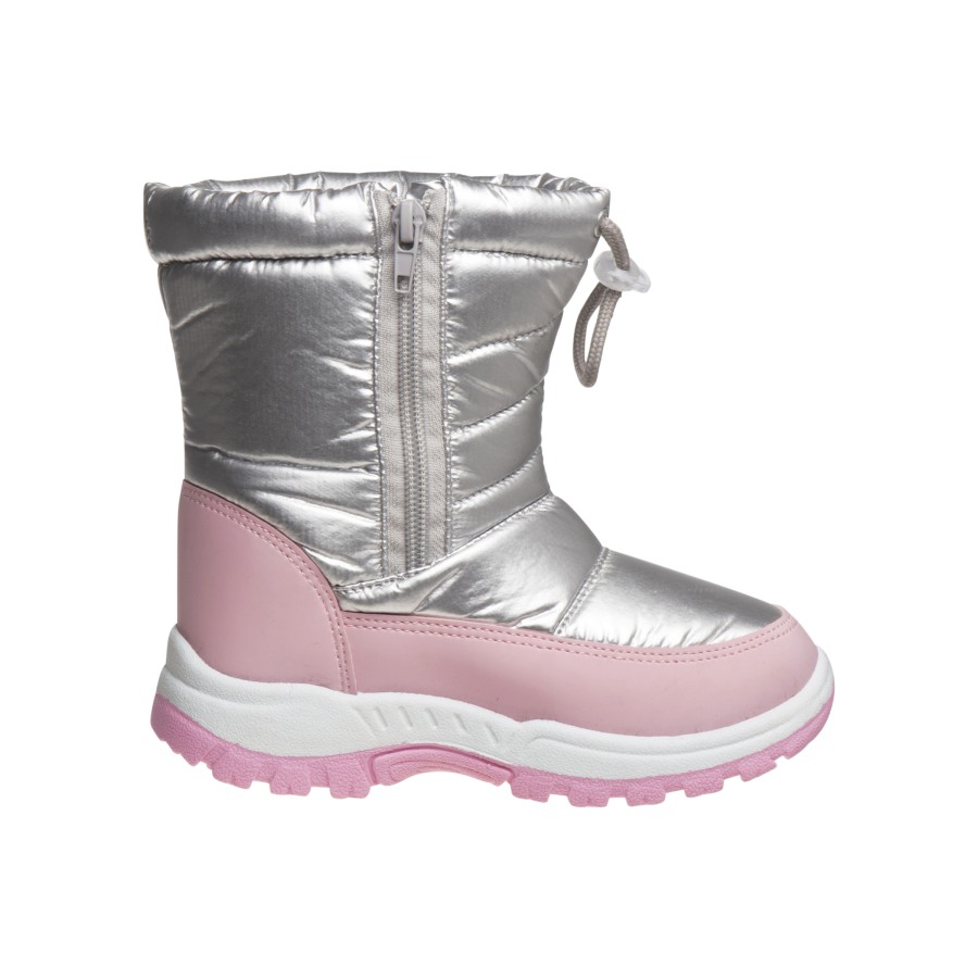 Beverly Hills Polo Club Little Kids Girls Snow Boots, Silver Pink, 13