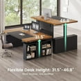 thumbnail image 4 of SEDETA 63" Standing Office Desk with Storage, Height Adjustable Executive Desk witj Power Outlets & Open Shelves, Large Computer Desk with Privacy Panel for Home Office, Black, 4 of 9