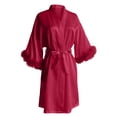 thumbnail image 1 of PEASKJP Women's Knit Robes V-neck Casual Ladies Loungewear Robe, Red One Size, 1 of 5