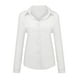 thumbnail image 5 of Gibobby Camisa&nbsp;Vaquera Moda mujer suelta botón de lino sólido solapa manga larga camiseta blusa Tops（Blanco， L), 5 of 5