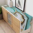 thumbnail image 4 of Turquoise Marble Table Runner - 36 Inch Long, Kitchen Dining Table Runner Dresser Scarves, Modern Abstract Gold Stripes Art Farmhouse Decor for Coffee Tables Wedding Party Banquet, 4 of 8