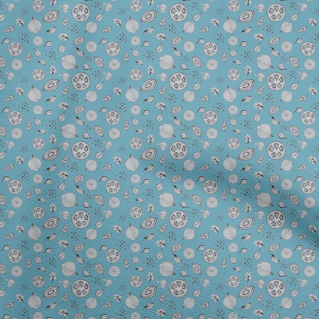 oneOone Cotton Flex Turquoise Blue Fabric Fruits Craft Projects Decor Fabric Printed By The Yard 40 Inch Wide