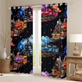 thumbnail image 2 of Manfei Vintage Train Kitchen Curtains,Colorful Railway Black Out Curtains Pack of 2 (42x63 Each), 2 of 7