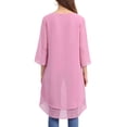 thumbnail image 3 of INSPIRAR CHIC Blusa de Chifón Asimétrica de Cuello Redondo con Mangas de Volante 3/4 y Corte Alto-Bajo en Rosa Oscuro Talla L, 3 of 6