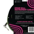 thumbnail image 3 of Ernie Ball Braided Instrument Cable, Straight/Angle, 10ft, Neon Green/Black P06077, 3 of 4