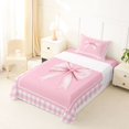 thumbnail image 2 of Erosebridal Pink Grid Bow Twin Sheet Sets, Watercolor Princess Bow Bedding for Women Girls, 3 Pieces, 2 of 5