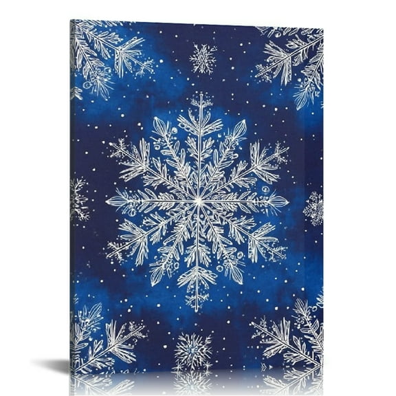 FCXZI Snowflake Folk Art Silk Screen Canvas Prints Wall Art 12x16in
