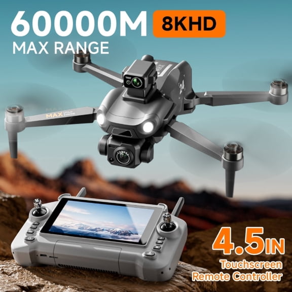 8K GPS Drone,featuring a 4.5-inch touchscreen remote controller,dual batteries,omnidirectional obstacle avoidance,and 5G FPV