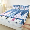 thumbnail image 3 of jejeloiu Cartoon Christmas Tree Queen Sheet Sets,Merry Xmas Flat Sheet,Blue Pink White Queen Fitted Sheet For Girls Boys,Reathable Home Decor,4pcs, 3 of 7