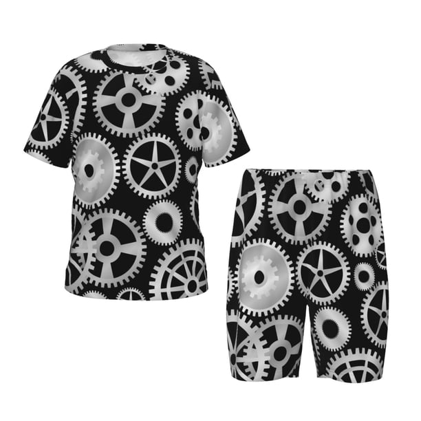 Balery Metallic Gears Conjunto de Pijama Infantil de Manga Corta con Estampado – Ropa de Dormir de Algodón Suave-4X-Large