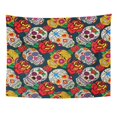 thumbnail image 1 of UFAEZU Colorful Pattern Sugar Skulls and Roses Dead Day Dia De Los Muertos Tattoo Calavera Wall Art Hanging Tapestry Home Decor for Living Room Bedroom Dorm 51x60 inch, 1 of 1