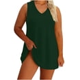 thumbnail image 2 of MaFYtyTPR Women's Plus Size Tank Dress Fashionable V-Neck Loose Sleeveless Comfortable Mini Dresses Women Summer Casual Dress A-Army Green XXXXL, 2 of 6