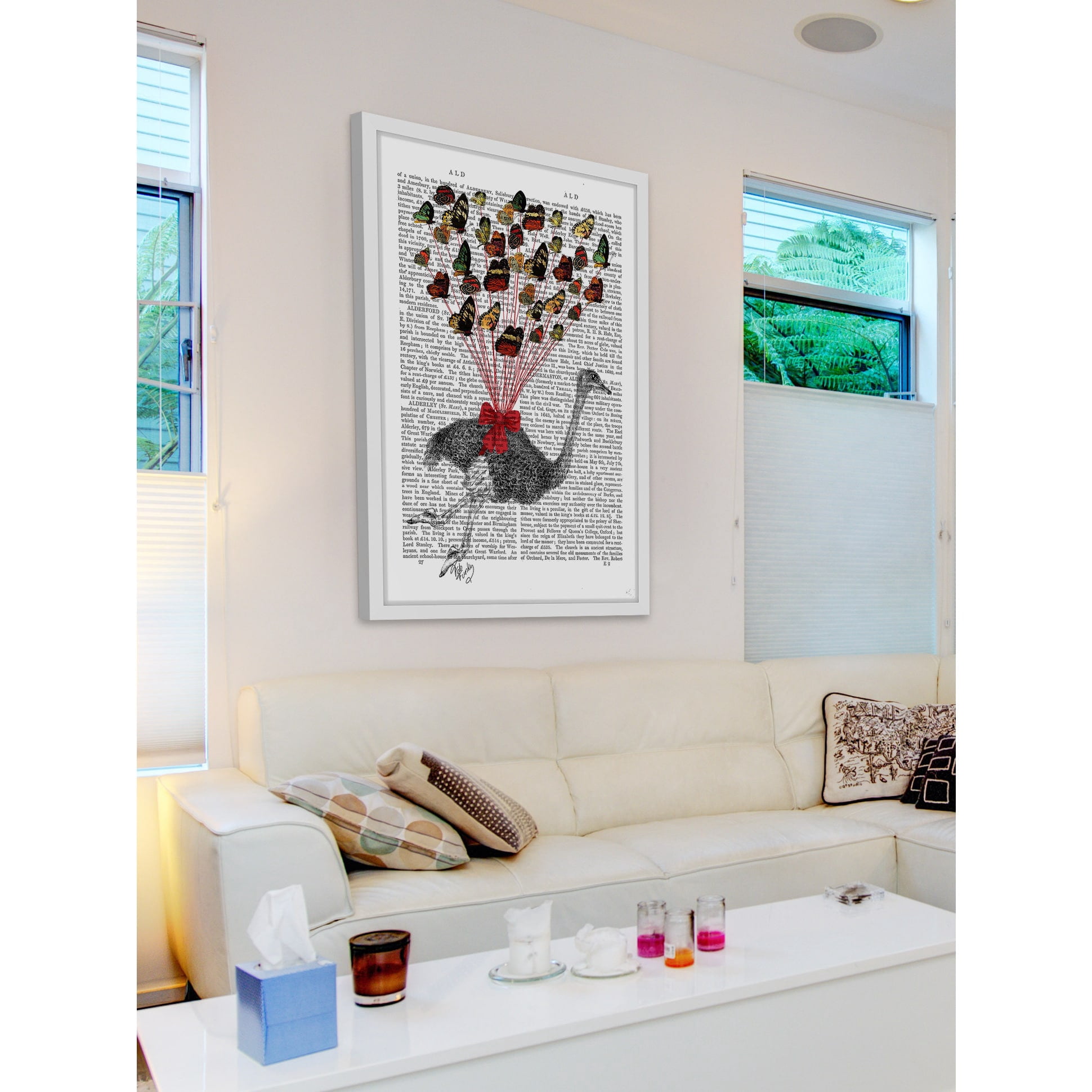 Marmont Hill "Ostrich and Butterflies" Framed Painting Print