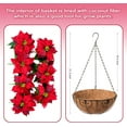 thumbnail image 2 of Artificial Hanging Flowers with Basket, Artificial Violets Arrangement,Orchids Fake Plants in inch Coconut Lining Basket for Patio Garden Porch Deck Spring Decoration(Orange), 2 of 5