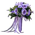 thumbnail image 5 of Wedding Bouquets, Artificial Flower Bouquet Bridesmaid Holding Handmade Silk Flower Bridal Bouquet for Anniversary DIY Bridal Shower Supplies Violets, 5 of 10