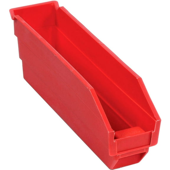 Plastic Shelf Bin Nestable 2-3/4"W x 11-5/8"D x 4"H Red, Lot of 24