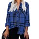 thumbnail image 1 of Pntutb Blusa con estampado de cuadros de manga larga con botones sueltos para mujer Pntutb Pntutb-3515, 1 of 8