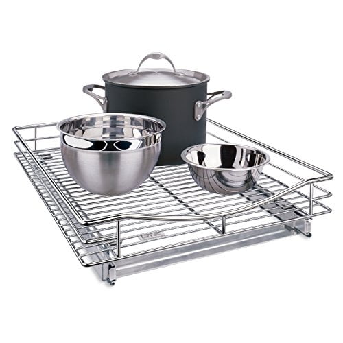 Lynk Professional Organizer Pull Out Under Cabinet Sliding Shelf, 17" W x 21" D, Chrome