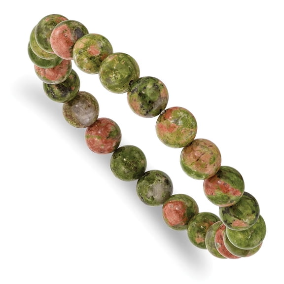 Primal Unakite Agate Beaded Stretch Bracelet