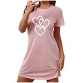 thumbnail image 3 of Fartey Sleep Shirts for Women Soft Short Sleeve Night Shirts Cute Heart Printed Nightgown Loose Comfy Holiday Sleepwear Lightweight Ladies Nightwear Pink M, 3 of 6