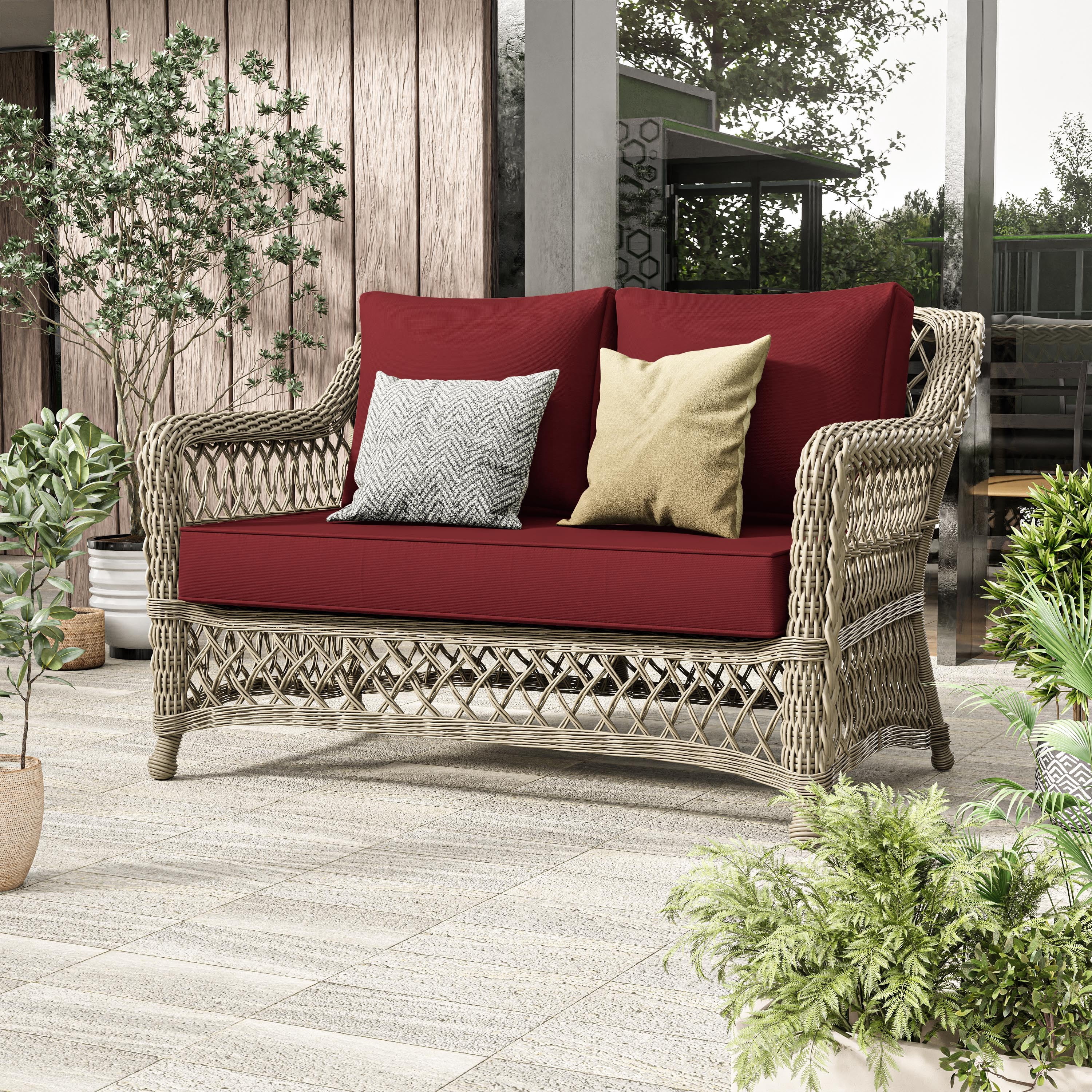Kimunuk Outdoor Loveseat Cushion Set, 46" x 26" x 5" Waterproof Patio Furniture Cushions for Couch Bench Swing, Burgundy