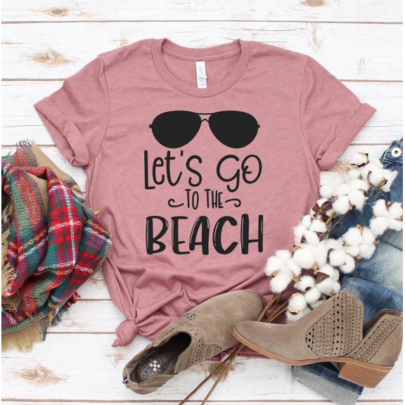 Let's Go To The Beach T-shirt Women's Vacation Top Travel Shirts Summertime Tee Wanderlust Gift Birthday Tshirt Ocean Shirt