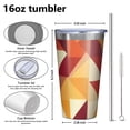 thumbnail image 4 of 16oz Tumblers Orange Modern Art Geometric Stainless Steel Vacuum Insulated Double Wall Travel Tumbler Cups Mug with Lid and Straw,Cleaning Brush for Coffee,Tea, 4 of 4