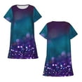 thumbnail image 5 of Lafuoo Purple and Green Glitter Pattern Women's Short-sleeved Nightdress, Knee-length Pullover Nightgown, Summer Home Wear-Small, 5 of 8