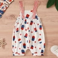 thumbnail image 7 of Zanarzt Toddler Girls Independence Day Romper 4th Fourth of July Baby Girl Boy Outfit American Flag Print Overalls Shorts Pocket Suspender Romper Clothes Red,12-18 Months, 7 of 7