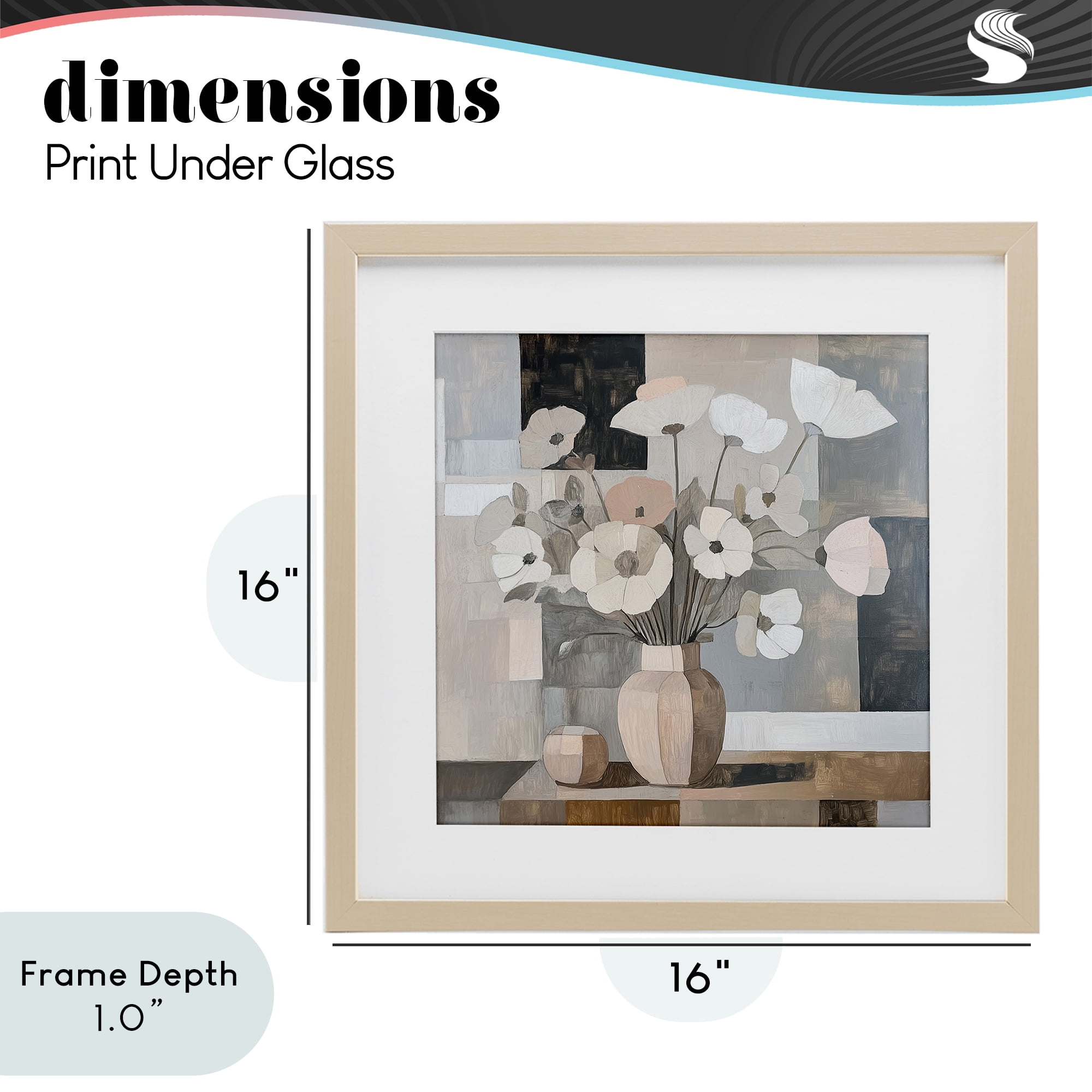 Stupell Industries Muted Pastel Poppies in Cubism Birch Framed Print Under Glass, design by Heidi Kuntz