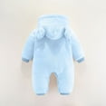 thumbnail image 3 of Caqnni Fashion Unisex Baby Clothes Boys Girls Plush Cute Bear Ears Winter Thick Warm Jumpsuit Romper Hooded Romper Jumpsuit Outfits (6-9 Months,Blue), 3 of 6