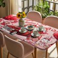 thumbnail image 3 of Pink Valentine's Day Table Cloths for 3 Foot Rectangle Tables, Love Heart Gnomes Truck Roses Patio Waterproof Elastic Fitted Tablecloths, Washable Rectangular Table Cover for Camping, 3 of 8