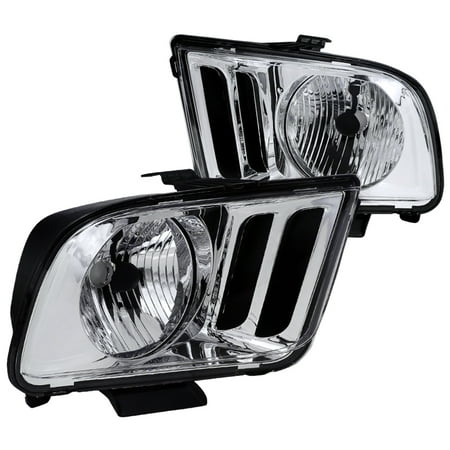 09 Mustang - Spec-D Tuning Oem 2005-2009 Mustang Chrome Crystal Headlights Lamps Clear Lens 05 06 07 08 09 (Left + Right)