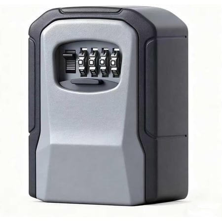 Lockbox with key lockbox with resettable combination lock wall-mounted waterproof safe box suitable for outdoor outdoor home office door handle house keys gray