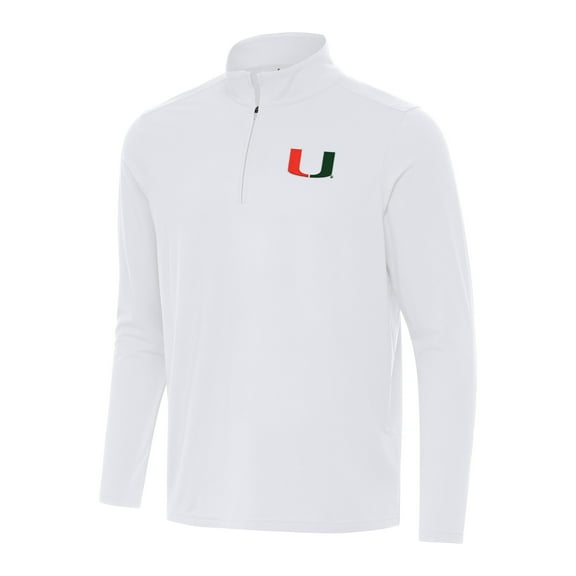 Men's Antigua White Miami Hurricanes Intent Quarter-Zip Top