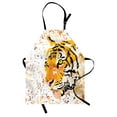 thumbnail image 1 of Animal Apron Wildlife Theme Vector Illustration of a Tiger Portrait Grunge Style Illustration Print, Unisex Kitchen Bib Apron with Adjustable Neck for Cooking Baking Gardening, Orange, by Ambesonne, 1 of 3