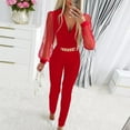 thumbnail image 2 of TNOBHG Jumpsuit Women Jumpsuit Rose See-through Mesh Chain Decor Slim Fit V Neck High Waist Solid Color Formal Commute Style Long Ankle-length Jumpsuit, 2 of 8