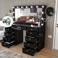 thumbnail image 2 of Boahaus Orla Black Vanity Desk with 11 Drawers and Crystal Knobs, 2 of 7