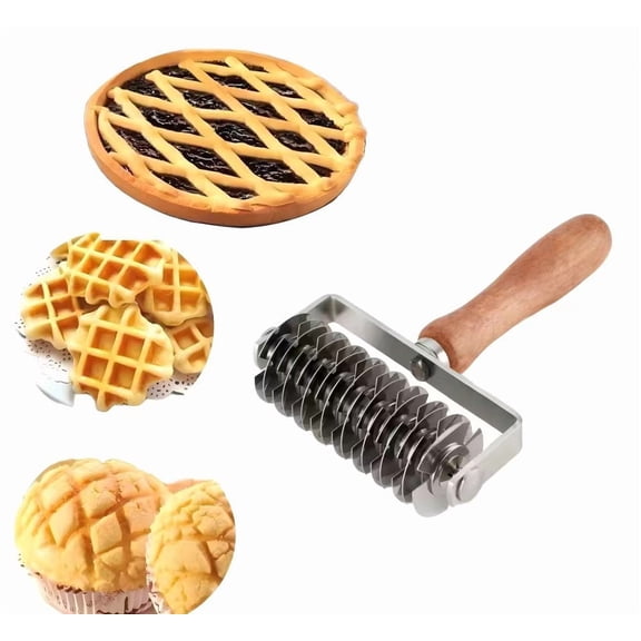 Pastry Lattice Roller Cutter - Stainless Steel Dough Lattice for Pie Pizza Bread beef wellington Pastry Crust Roller Cutter