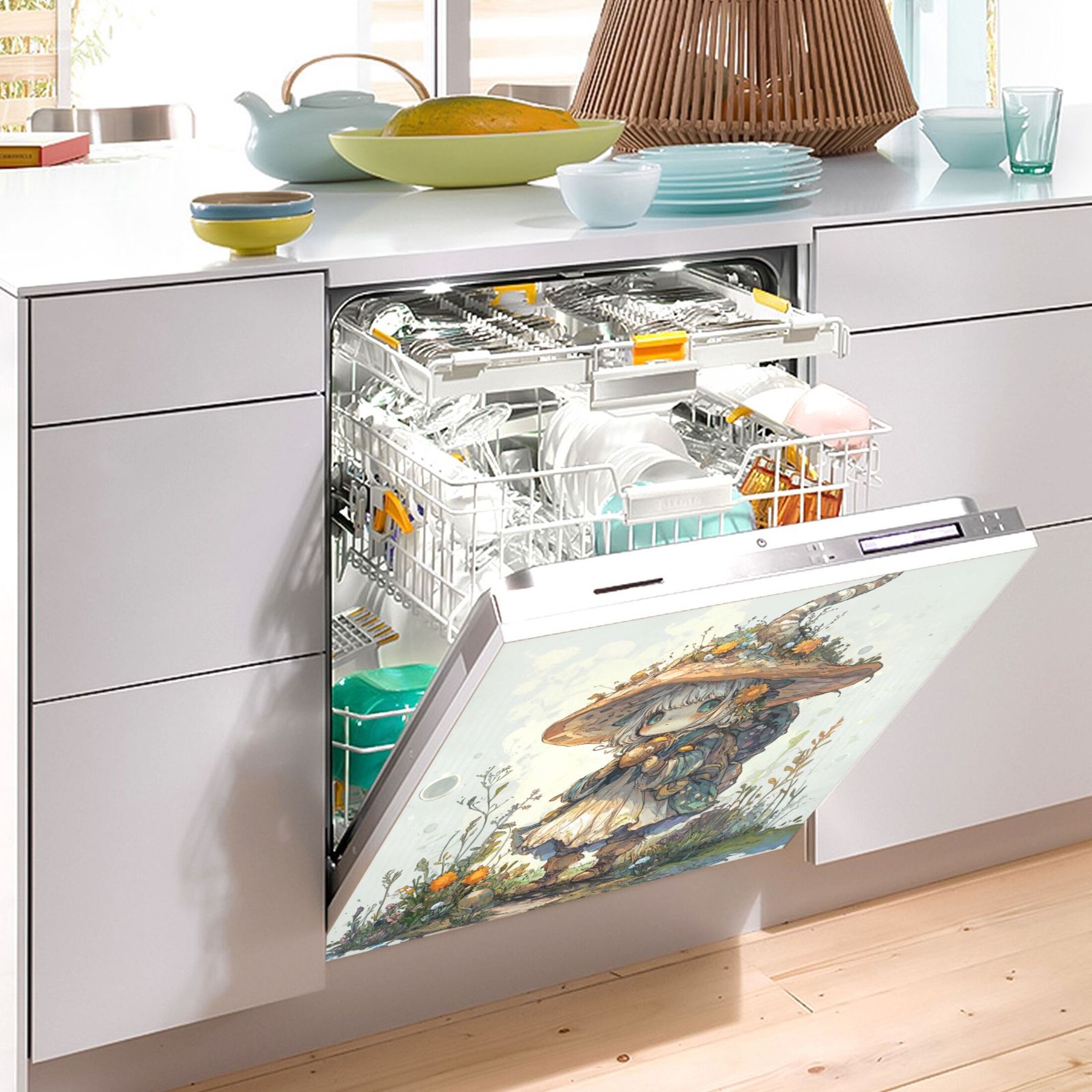 Dishwasher Magnetic Sticker 23x26 Inch Refrigerator Magnetic Sticker Washing Machine Magnetic Sticker Kitchen Panel Magnetic Sticker Home Decor Cartoon Beautiful Adventure Man