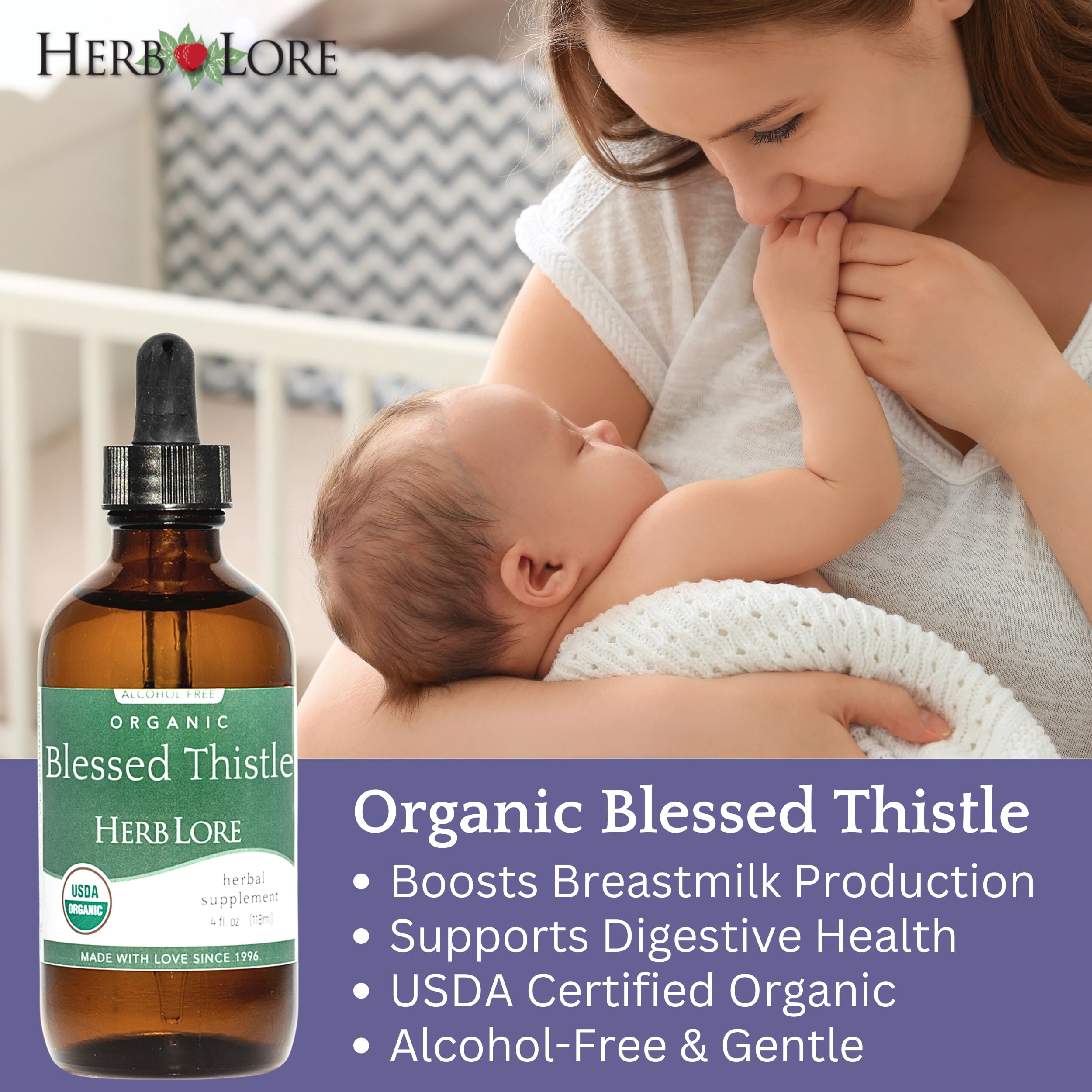 Herb Lore USDA Organic Blessed Thistle Extract Tincture (Cnicus benedictus) - Liquid Breastmilk Supplement for Lactation Support