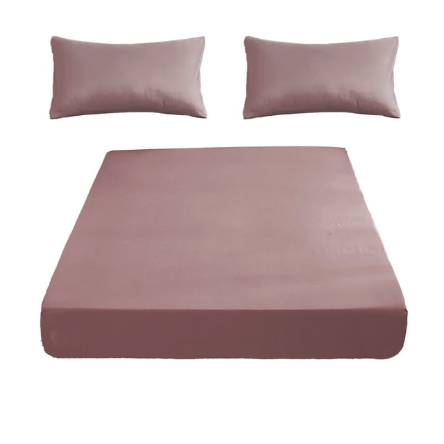 Fitted Polyester Sheet Set 200X220Cm with Pillowcases for Mattress Protection Non Slip and Soft