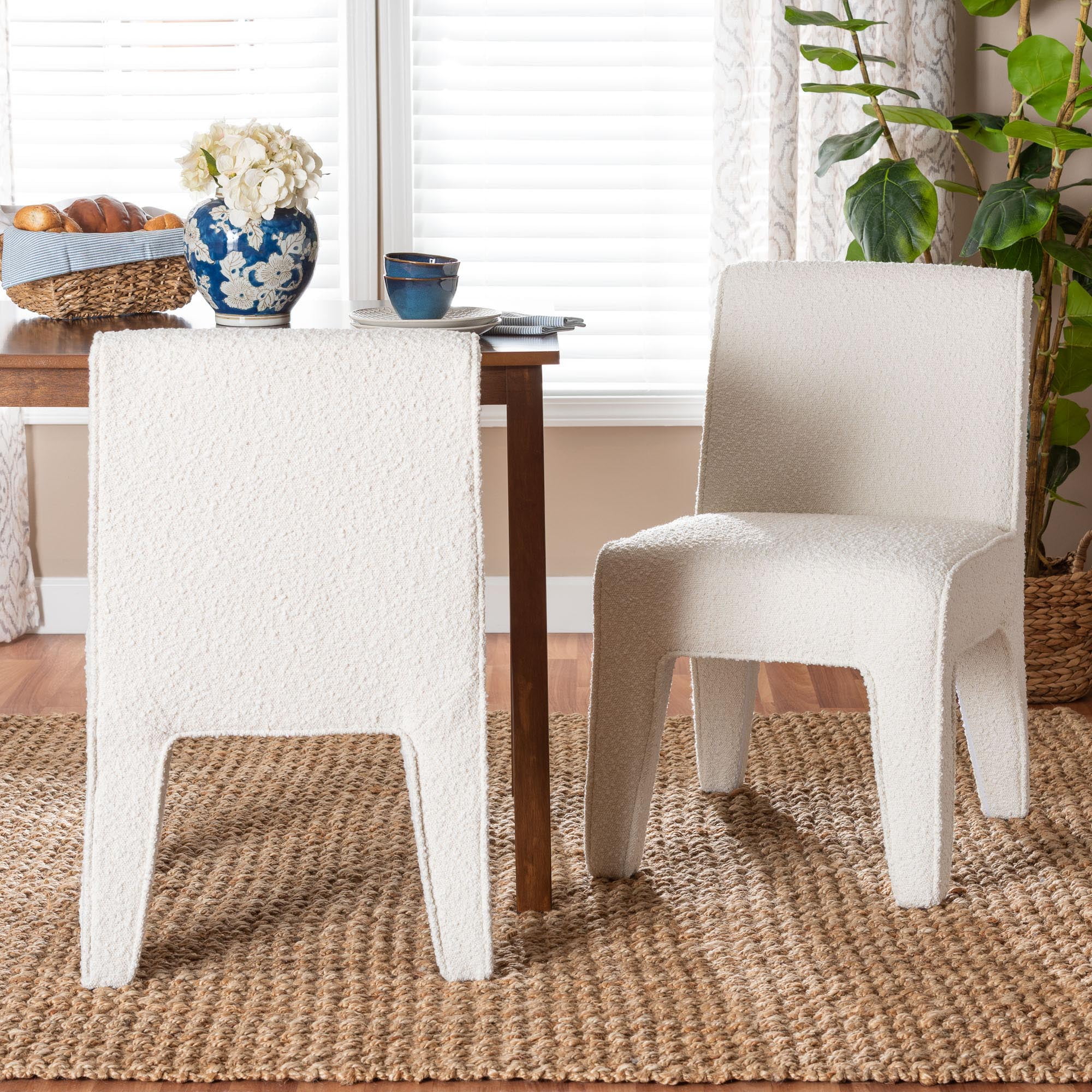 Baxton Studio Helios Modern Dining Chair, Set of 2, 17"H, Cream